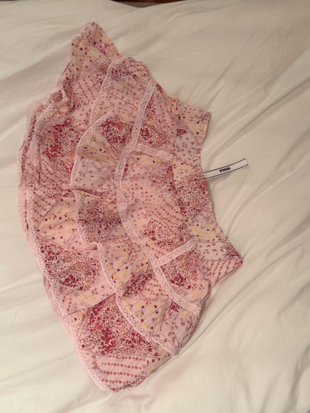PINK Victoria's Secret Pink Floral Tiered Skirt